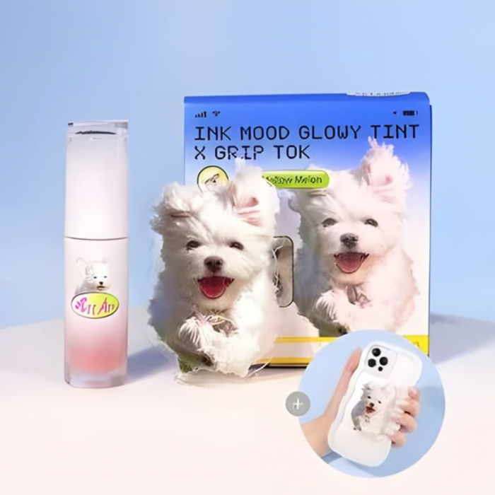 peripera | Ink Mood Glowy Tint Set Maltese Special Edition water-glossy lip glaze (comes with mobile phone holder)