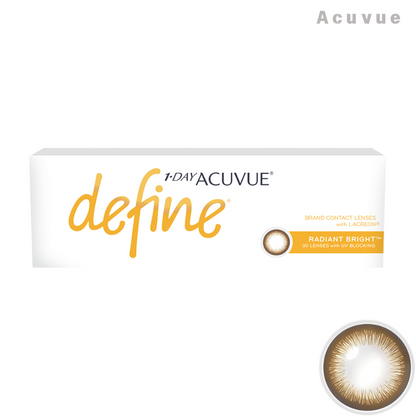 Acuvue｜Define 閃鑽啡 Radiant Bright 日拋彩色隱形眼鏡｜30片  Shinepretty_hk