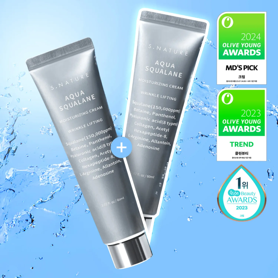 S.NATURE | Aqua Squalane Moisturizing Cream 60ml (Double Pack) 天然角鯊烷保濕面霜 - Shinepretty_hk